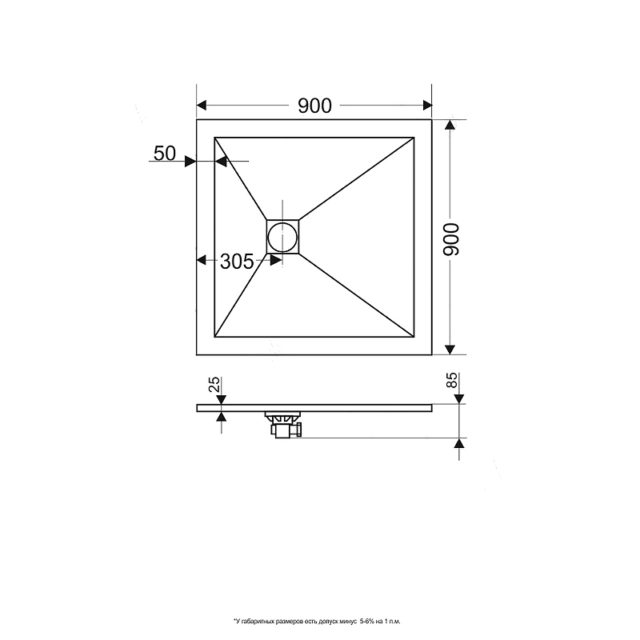 Душевой поддон из искусственного камня RGW Stone Tray ST-G 90x90 16152099-02 Графит — изображение 6