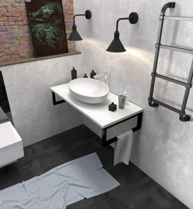 Столешница под раковину 1MarKa Grunge Loft 80 У85839 подвесная Бетон светлый — изображение 2