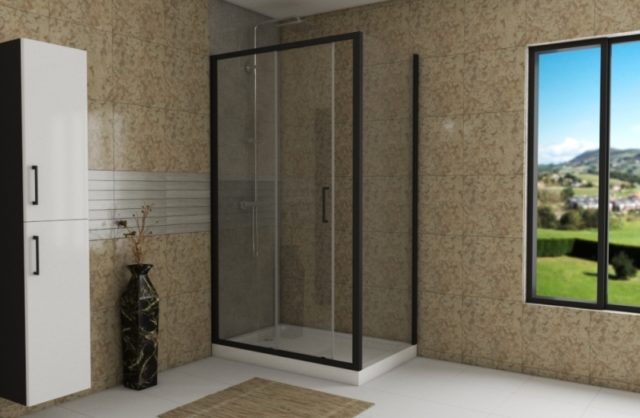 Душевой уголок Bravat Black Line 120x80 BS120.3101B профиль Черный стекло прозрачное — изображение 2