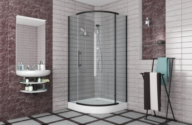 Душевой уголок Bravat Black Line 90x90 BS090.1110A профиль Черный стекло прозрачное — изображение 2