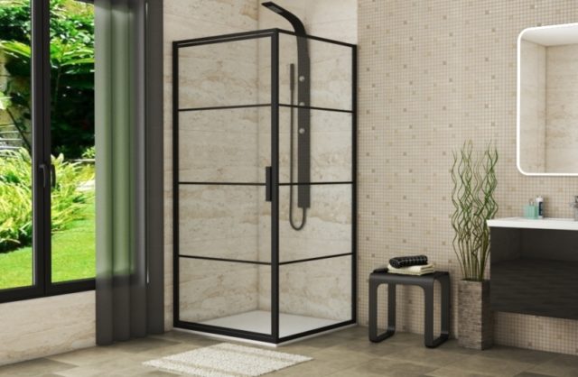 Душевой уголок Bravat Black Line 90x90 BS090.2115B профиль Черный стекло прозрачное — изображение 2