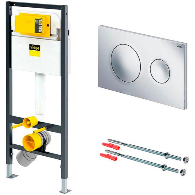 Комплект унитаза AM.PM Spirit FlashClean C701700WH+C707857WH с инсталляцией Viega Prevista Dry 792855 с сиденьем Микролифт и клавишей смыва Хром — изображение 9