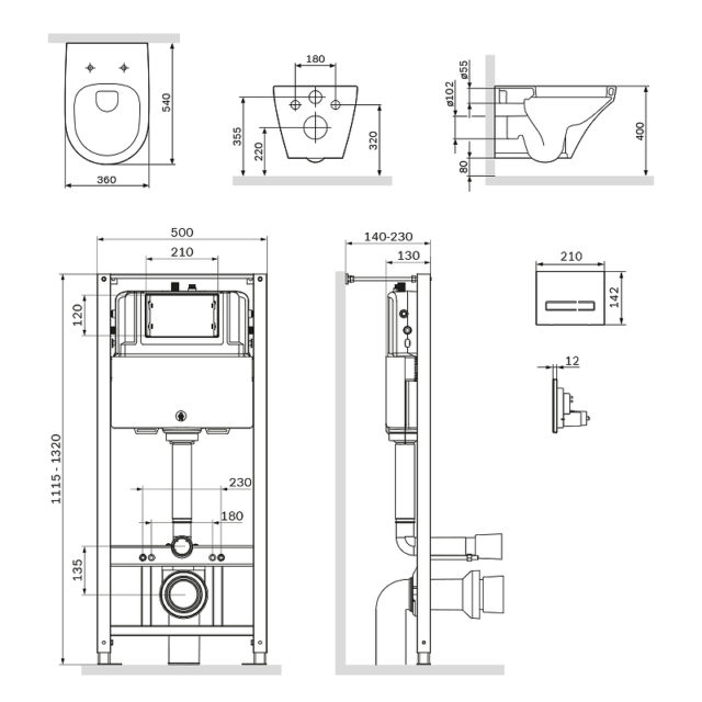 Комплект унитаза с инсталляцией AM.PM Inspire FlashClean IS450A38.501700 с сиденьем Микролифт и Черной клавишей смыва — изображение 9