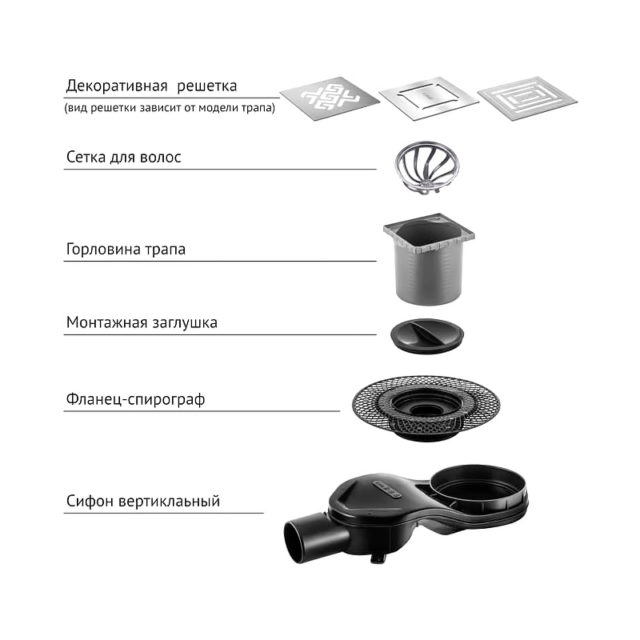 Душевой трап Berges Platz Antik 150x150 091161 с решеткой Хром — изображение 7