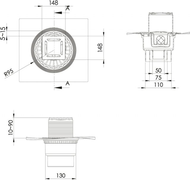 Душевой трап Berges Zentrum Norma 150x150 091463 с решеткой Хром — изображение 7