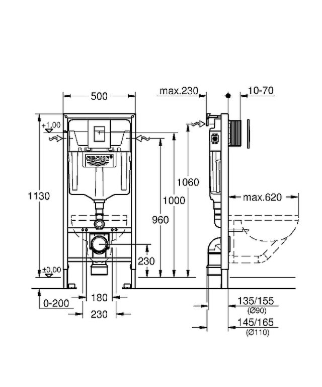 Комплект унитаза AM.PM Awe C111738SC с инсталляцией Grohe Rapid SL 38772001 с сиденьем Микролифт и клавишей смыва Хром — изображение 20