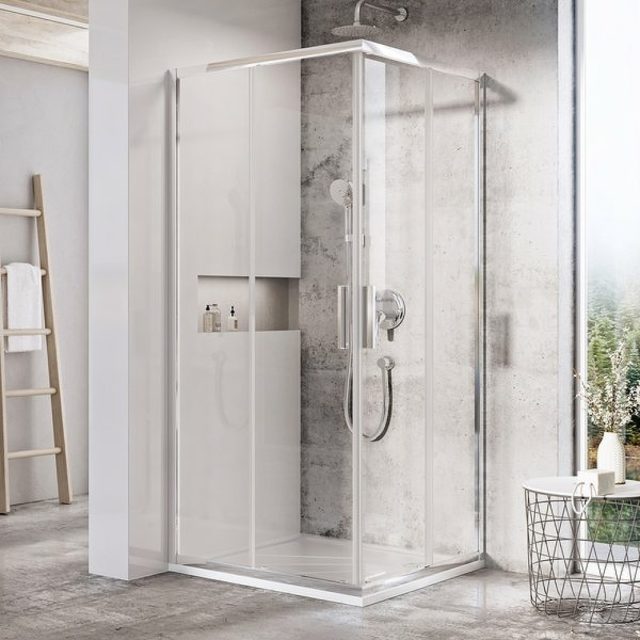 Душевой уголок Ravak Blix Slim BLSRV2-80 80x80 X1LM40C00Z1 профиль Хром стекло Transparent — изображение 2