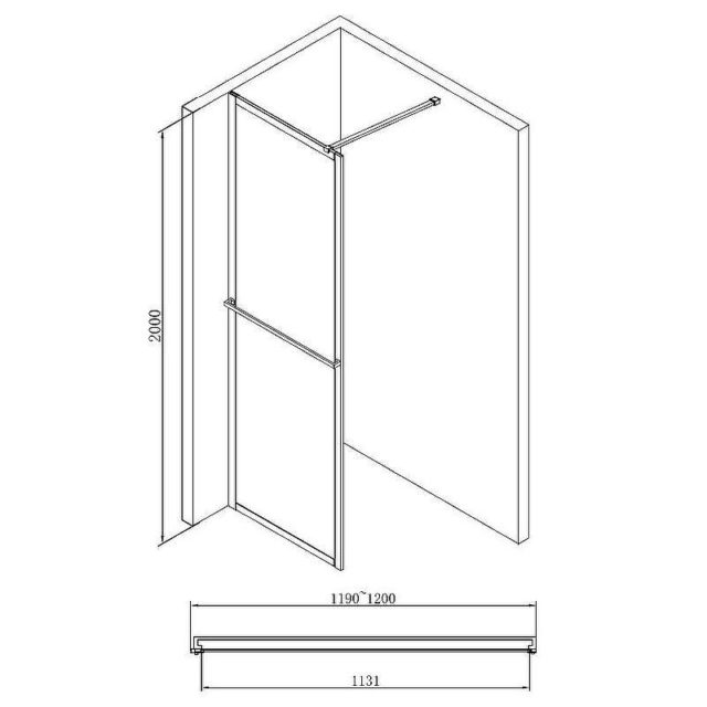 Душевая перегородка Abber AG60120B 120x200 профиль Черный стекло прозрачное — изображение 7