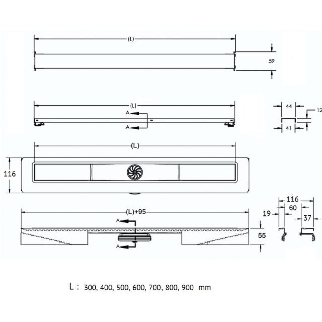 Душевой лоток Berges C1 Norma 500 095036 с Черной матовой решеткой — изображение 7