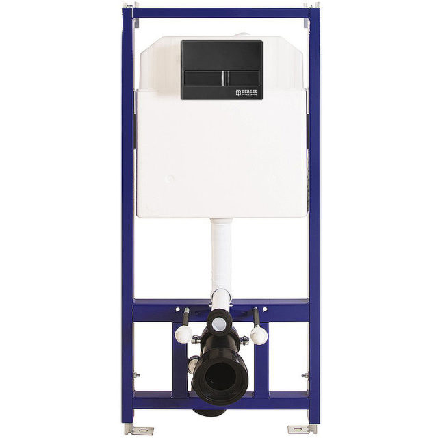 Комплект унитаза CeramaLux 2198 с инсталляцией Berges Wasserhaus Novum L5 040215 с сиденьем Микролифт и Черной матовой клавишей смыва — изображение 2