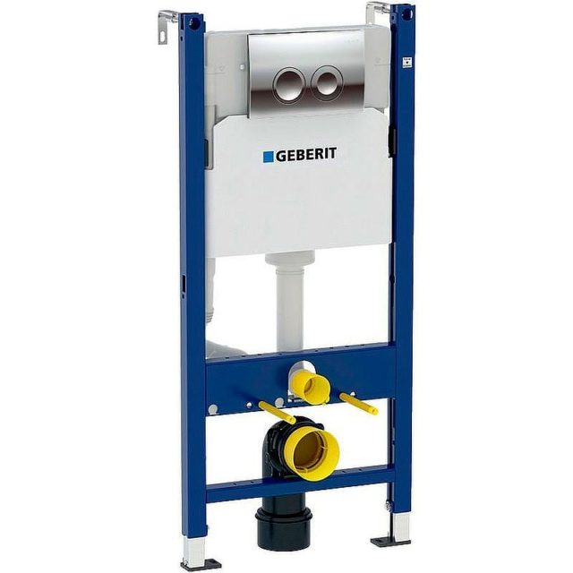 Комплект унитаза CeramaLux 2198 с инсталляцией Geberit Duofix Delta UP100 458.124.21.1 с сиденьем Микролифт и клавишей смыва Хром глянцевый — изображение 3