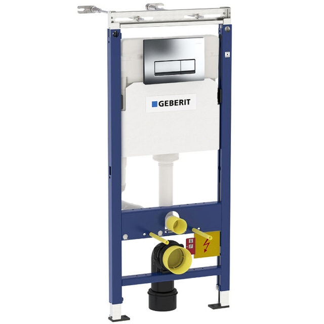 Комплект унитаза CeramaLux 2198 с инсталляцией Geberit Duofix Plattenbau Delta UP100 458.125.21.1 с сиденьем Микролифт и клавишей смыва Хром — изображение 2