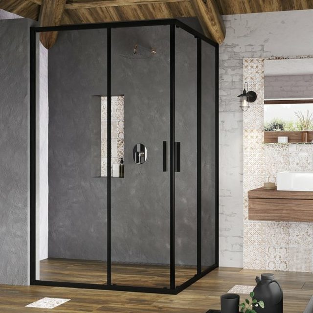 Душевая дверь Ravak Blix Slim BLSRV2K-120 X1XMG0300Z1 профиль Черный матовый стекло Transparent — изображение 2