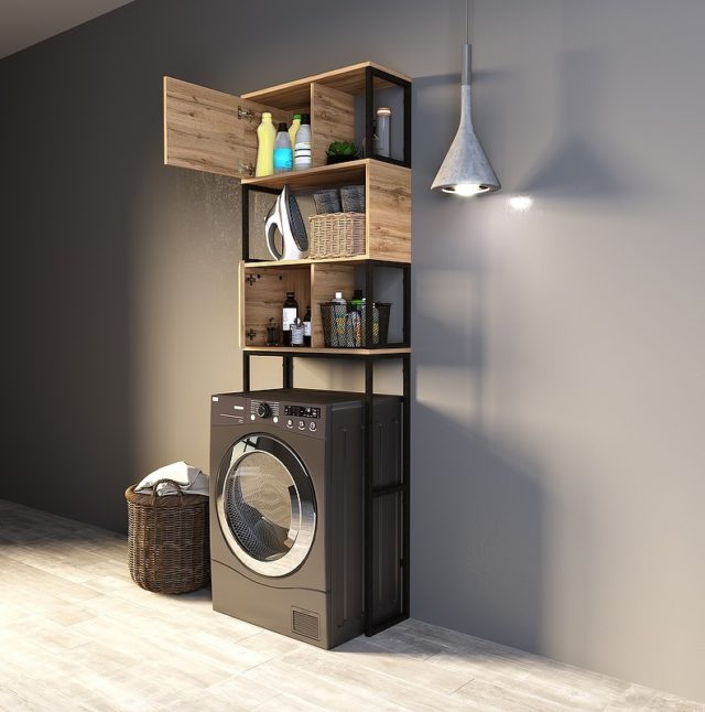 Стеллаж 1MarKa Grunge Loft 66 Ц0000005249 над стиральной машиной Дуб вотан — изображение 4