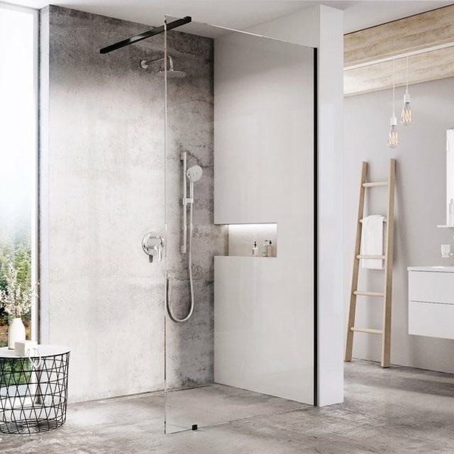 Душевая перегородка Ravak Walk-In Wall 100 GW9WA0300Z1 профиль Черный стекло Transparent — изображение 2