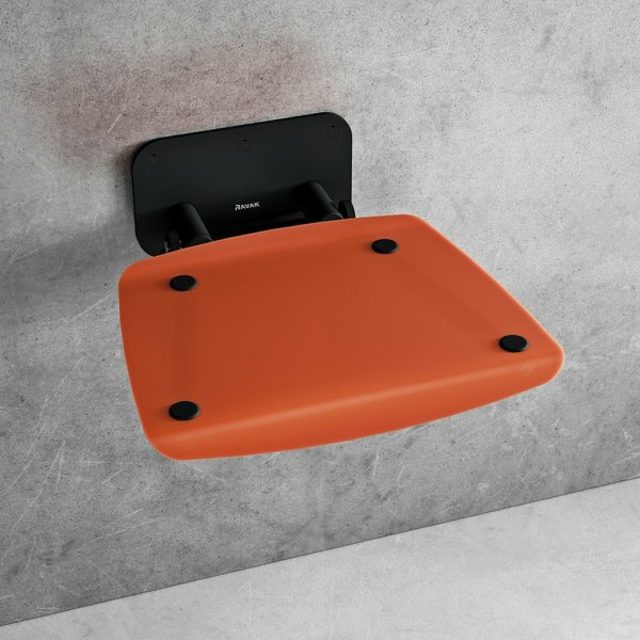 Сиденье для душа Ravak Ovo B II Orange/Black B8F0000061 Прозрачно-оранжевое Черное — изображение 2
