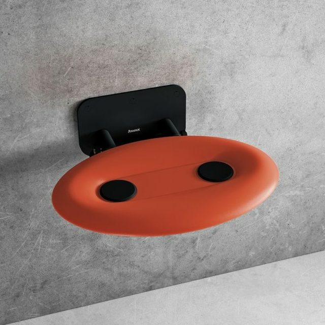 Сиденье для душа Ravak Ovo P II Orange/Black B8F0000058 Прозрачно-оранжевое Черное — изображение 2