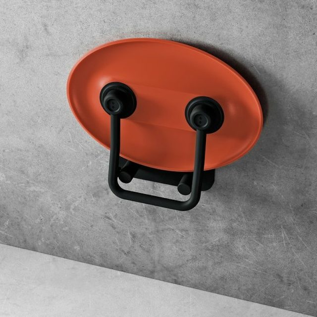 Сиденье для душа Ravak Ovo P II Orange/Black B8F0000058 Прозрачно-оранжевое Черное — изображение 3
