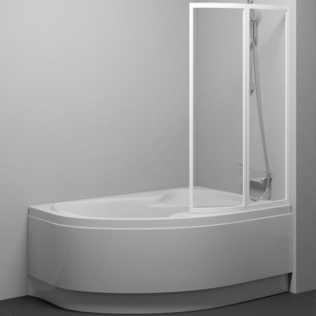 Шторка на ванну Ravak Supernova VSK2 Rosa 140 R 76P70100Z1 профиль Белый стекло Transparent