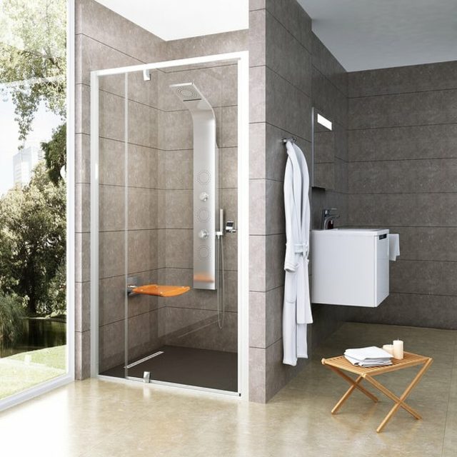 Душевая дверь Ravak Pivot PDOP2-120 03GG0100Z1 профиль Белый ручка Хром стекло Transparent — изображение 2