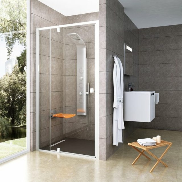 Душевая дверь Ravak Pivot PDOP2-120 03GG0101Z1 профиль Белый ручка Белая стекло Transparent — изображение 2