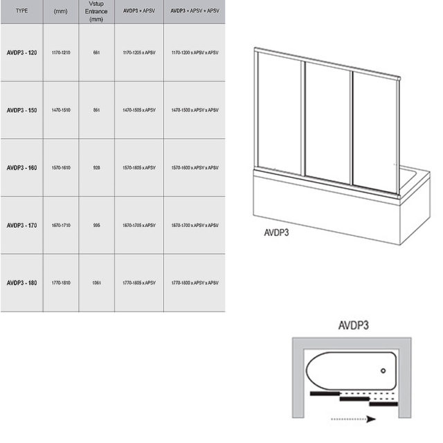 Шторка на ванну Ravak Supernova AVDP3-160 40VS0102Z1 профиль Белый стекло Transparent — изображение 3
