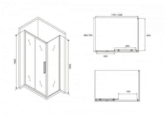 Душевой уголок Abber Schwarzer Diamant 120х70 AG30120BH-S70B профиль Черный стекло прозрачное — изображение 5