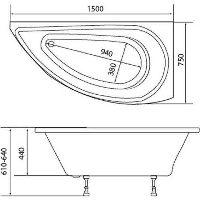 Акриловая ванна 1MarKa Piccolo 150x75 L 01пк1770л без гидромассажа — изображение 4