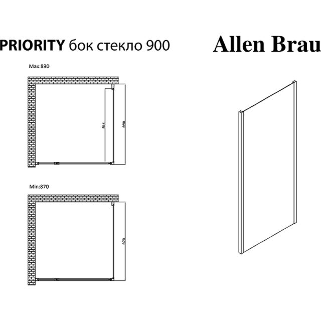 Душевая стенка Allen Brau Priority 90 3.31017.BA профиль Серебро брашированное стекло прозрачное — изображение 4