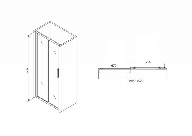 Душевая дверь Abber Schwarzer Diamant 150 AG30150BH профиль Черный стекло прозрачное — изображение 5