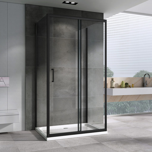 Душевой уголок Abber Schwarzer Diamant 150х90 AG30150B-S90B-S90B профиль Черный стекло прозрачное — изображение 2