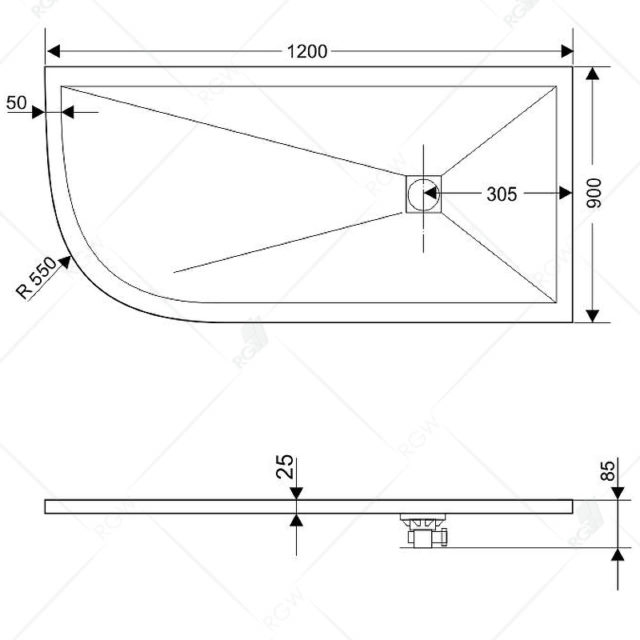Душевой поддон из искусственного камня RGW Stone Tray ST/AR-0129W 120x90 R 16154129-01R Белый — изображение 2