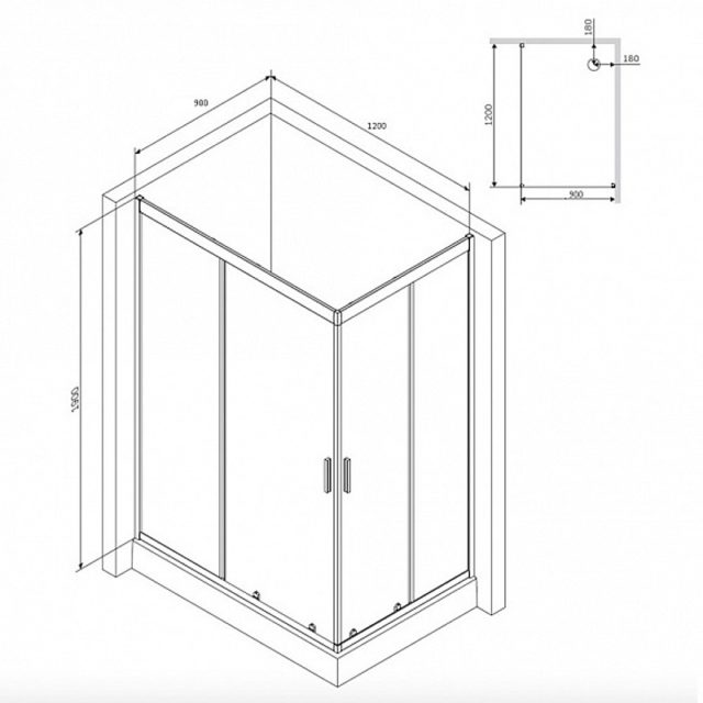 Душевой уголок AM.PM Gem 120х90 W90G-404-120290-BT профиль Черный матовый стекло прозрачное — изображение 9