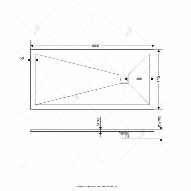 Душевой поддон из искусственного камня RGW Stone Tray ST-B 100x80 16152810-04 Черный — изображение 3