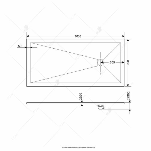 Душевой поддон из искусственного камня RGW Stone Tray ST-Co 100x90 16152910-10 Бетон Цемент — изображение 5