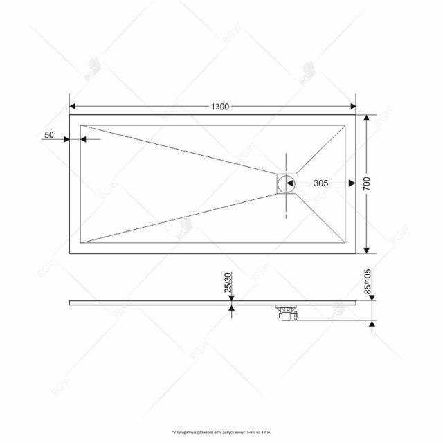 Душевой поддон из искусственного камня RGW Stone Tray ST-W 130x70 16152713-01 Белый — изображение 6