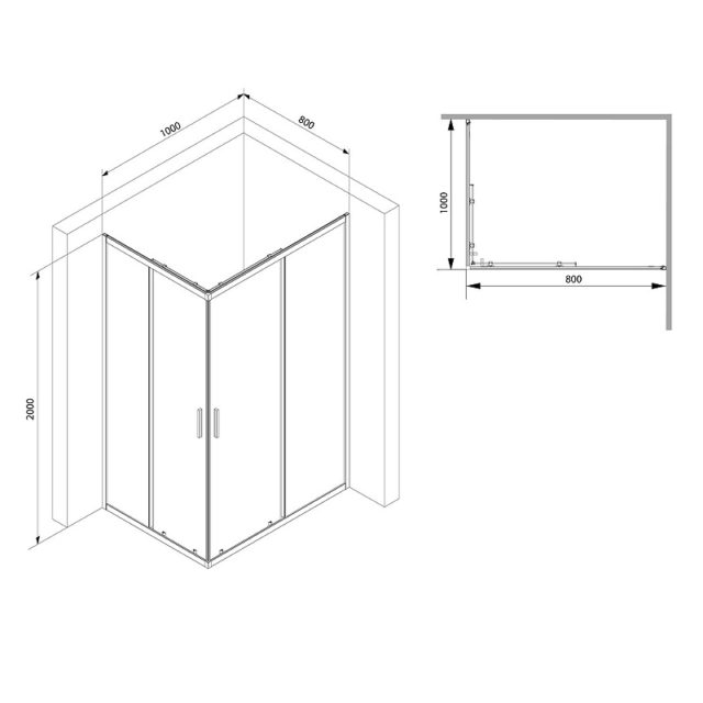 Душевой уголок AM.PM Gem S 100х80 W93G-404-100280-BT профиль Черный матовый стекло прозрачное — изображение 10