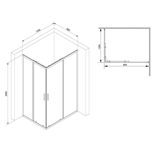Душевой уголок AM.PM Gem S 120х80 W93G-404-120280-BT профиль Черный матовый стекло прозрачное — изображение 10