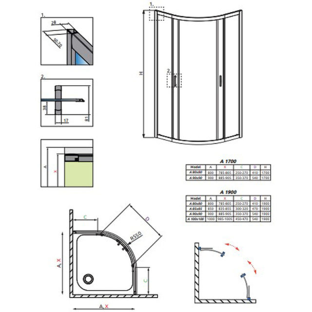 Душевой уголок Radaway Premium Plus A 1900 90x90 30403-01-05N профиль Хром стекло графит — изображение 11
