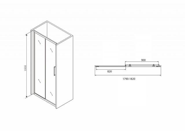 Душевая дверь Abber Schwarzer Diamant 180 AG30180BH профиль Черный стекло прозрачное — изображение 5
