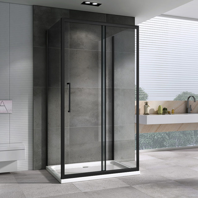Душевой уголок Abber Schwarzer Diamant 130х90 AG30130BH-S90B-S90B профиль Черный стекло прозрачное — изображение 2