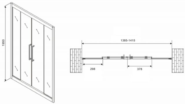 Душевая дверь Abber Schwarzer Diamant 140 AG33140BH профиль Черный стекло прозрачное — изображение 5