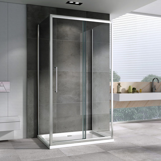 Душевой уголок Abber Schwarzer Diamant 100x70 AG30100H-S70-S70 профиль Хром стекло прозрачное — изображение 2