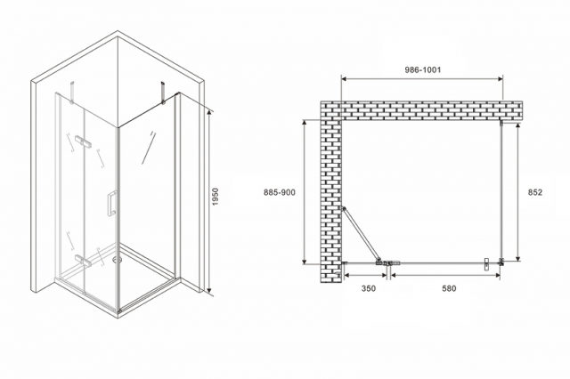 Душевой уголок Abber Zart 100x90 AG08100-S91 профиль Хром стекло прозрачное — изображение 4