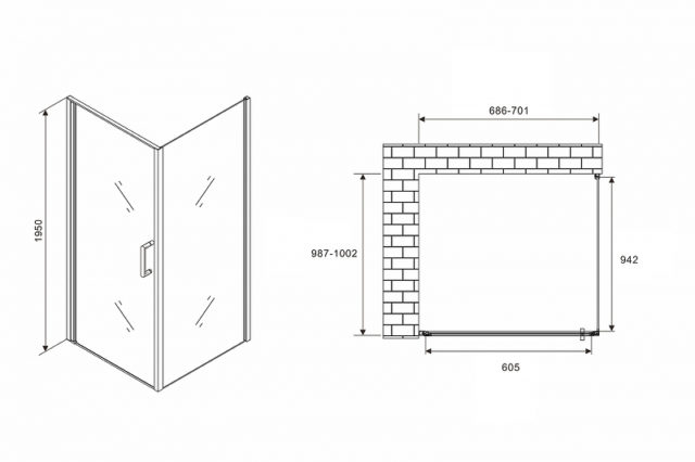 Душевой уголок Abber Sonnenstrand 70x100 AG04070-S100 профиль Хром стекло прозрачное — изображение 4