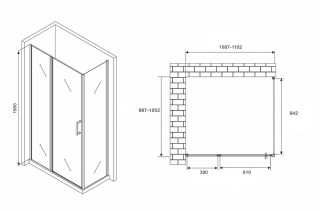 Душевой уголок Abber Sonnenstrand 110x100 AG04110S-S100 профиль Хром стекло прозрачное — изображение 4