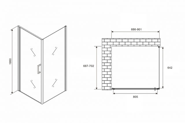 Душевой уголок Abber Sonnenstrand 90x70 AG04090B-S70B профиль Черный стекло прозрачное — изображение 4