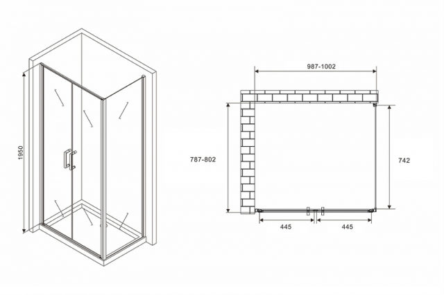 Душевой уголок Abber Sonnenstrand 100x80 AG04100BC-S80B профиль Черный стекло прозрачное — изображение 4