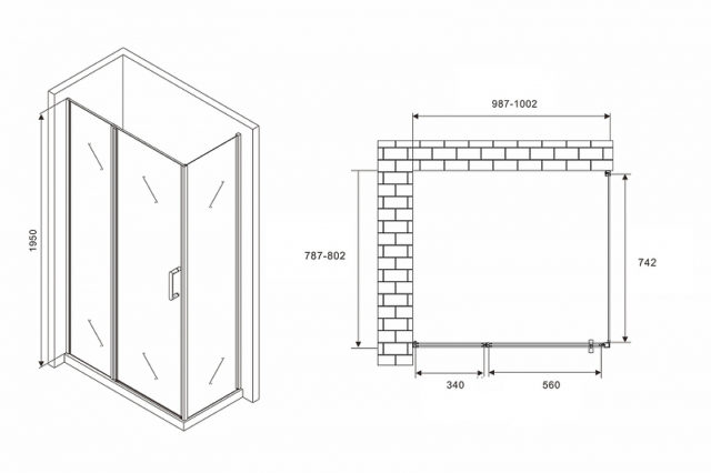 Душевой уголок Abber Sonnenstrand 100x80 AG04100BS-S80B профиль Черный стекло прозрачное — изображение 4