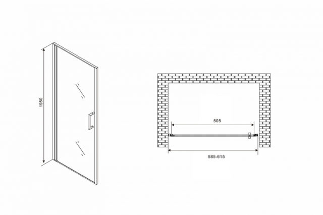 Душевая дверь Abber Sonnenstrand 60 AG04060 профиль Хром стекло прозрачное — изображение 4